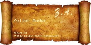 Zoller Andor névjegykártya